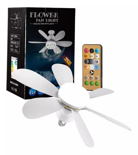 ABANICO TIPO BOMBILLO - FLOWER FAN LIGHT CEILIN (4 ASPAS)